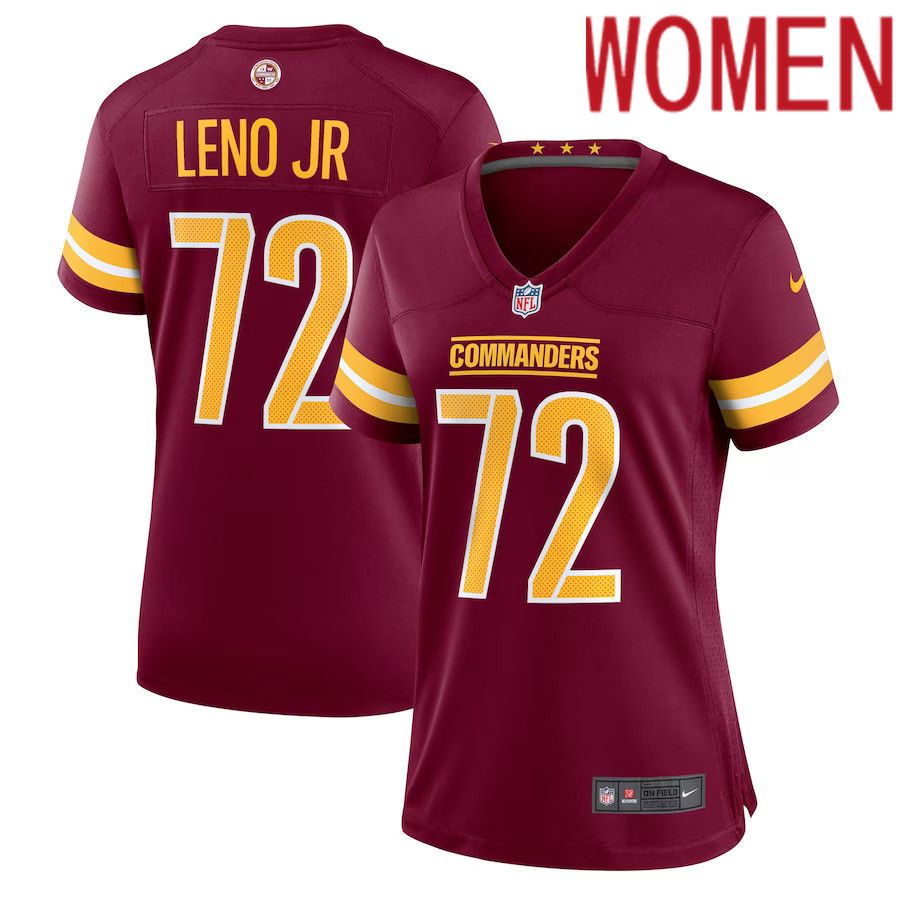 Women Washington Commanders 72 Charles Leno Jr. Nike Burgundy Home Game Player NFL Jersey